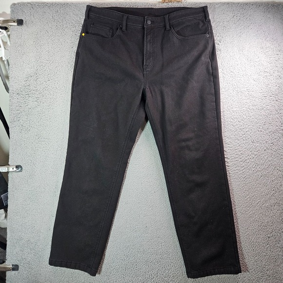 CAT Caterpillar Fleece Lined Work Pants Men 40 x 32 Zip Fly Black - Picture 1 of 13